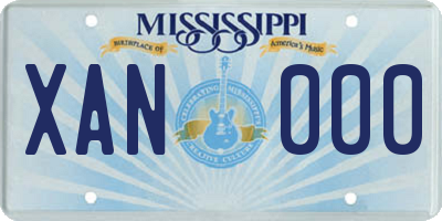 MS license plate XAN000