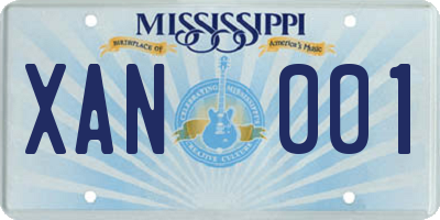 MS license plate XAN001