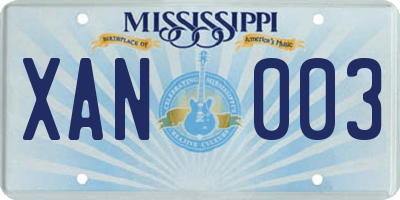 MS license plate XAN003