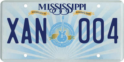 MS license plate XAN004