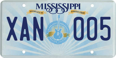 MS license plate XAN005