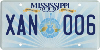MS license plate XAN006