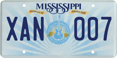 MS license plate XAN007
