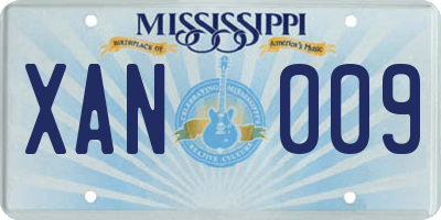 MS license plate XAN009