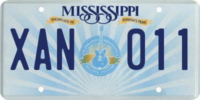 MS license plate XAN011