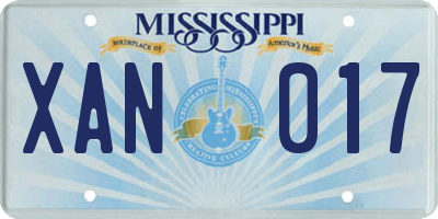 MS license plate XAN017