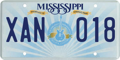 MS license plate XAN018