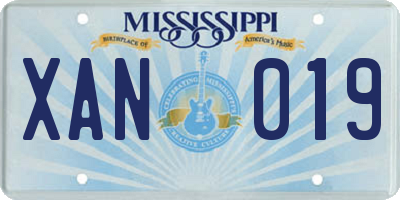 MS license plate XAN019