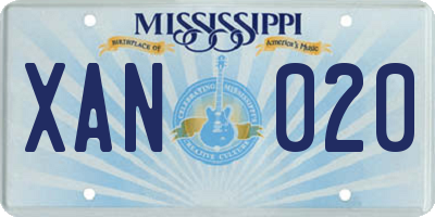 MS license plate XAN020