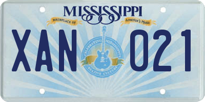 MS license plate XAN021