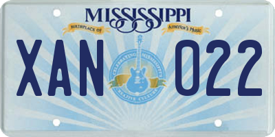 MS license plate XAN022