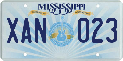 MS license plate XAN023