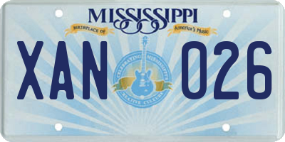 MS license plate XAN026