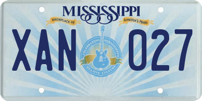 MS license plate XAN027