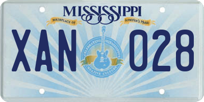 MS license plate XAN028