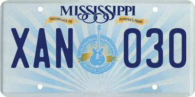 MS license plate XAN030