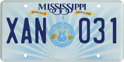 MS license plate XAN031