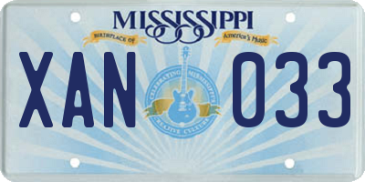 MS license plate XAN033