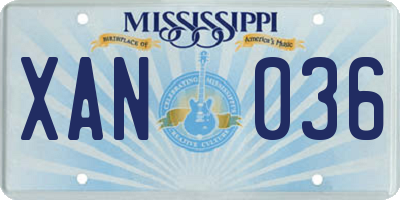 MS license plate XAN036