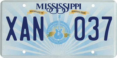 MS license plate XAN037