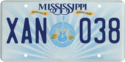 MS license plate XAN038