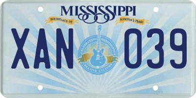 MS license plate XAN039