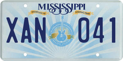 MS license plate XAN041