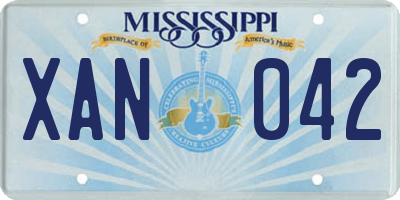 MS license plate XAN042