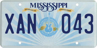 MS license plate XAN043