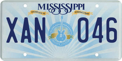 MS license plate XAN046