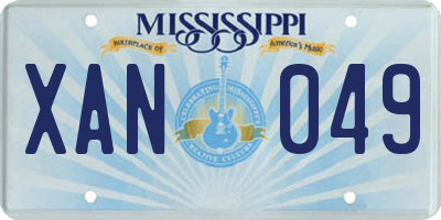 MS license plate XAN049