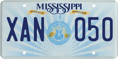 MS license plate XAN050