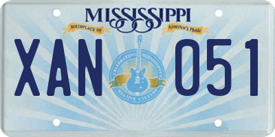 MS license plate XAN051