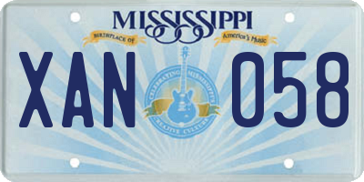 MS license plate XAN058