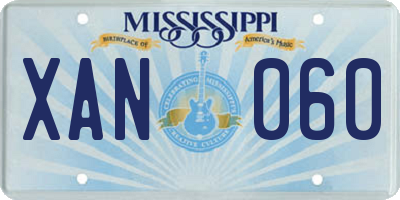 MS license plate XAN060