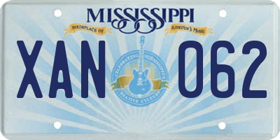 MS license plate XAN062
