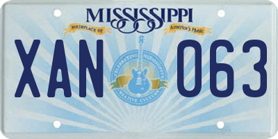 MS license plate XAN063