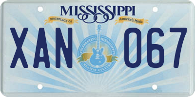 MS license plate XAN067