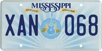 MS license plate XAN068