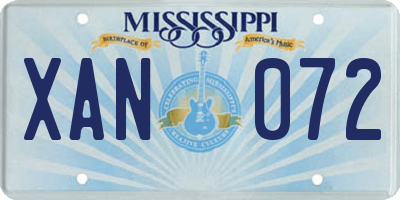MS license plate XAN072
