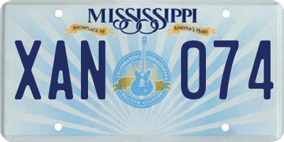 MS license plate XAN074