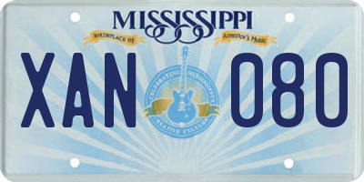 MS license plate XAN080