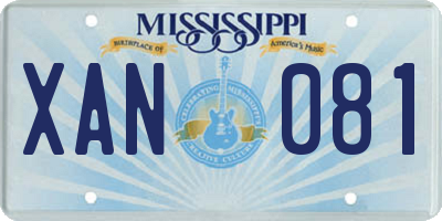 MS license plate XAN081