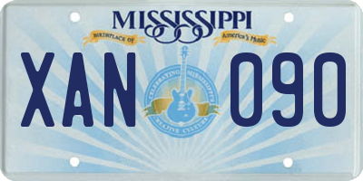 MS license plate XAN090