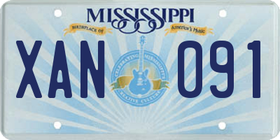 MS license plate XAN091