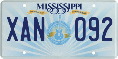 MS license plate XAN092