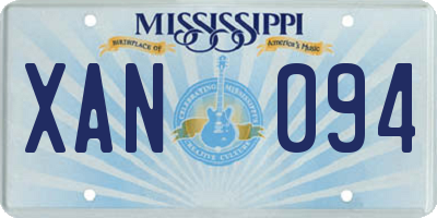 MS license plate XAN094