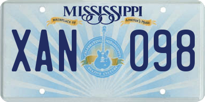 MS license plate XAN098