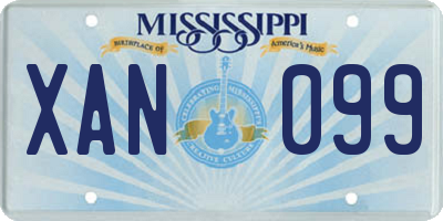 MS license plate XAN099