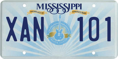 MS license plate XAN101